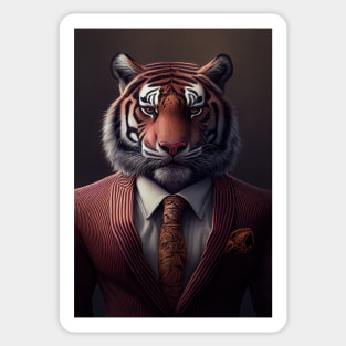 Adorable Tiger Wearing a Suit: Cute Wildlife Animals Sticker